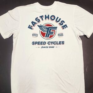 White Short Sleeve Tee with Racing Logo